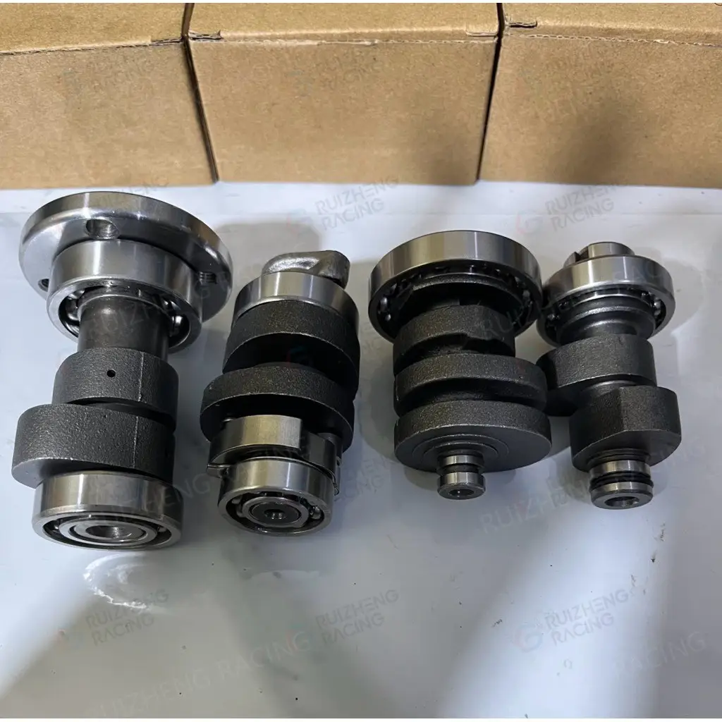 Four different blank camshaft models from a manufacturer specializing in modified camshafts.