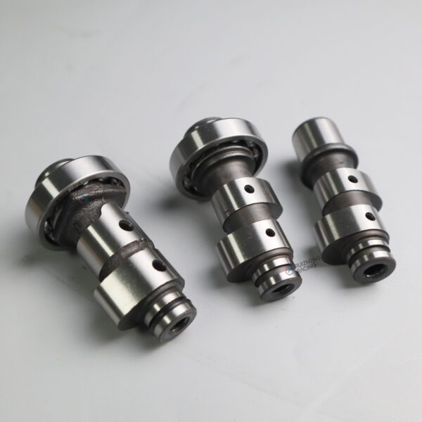Yamaha Mio camshaft set – standard, racing with bearing, racing without bearing, and raw unfinished camshaft