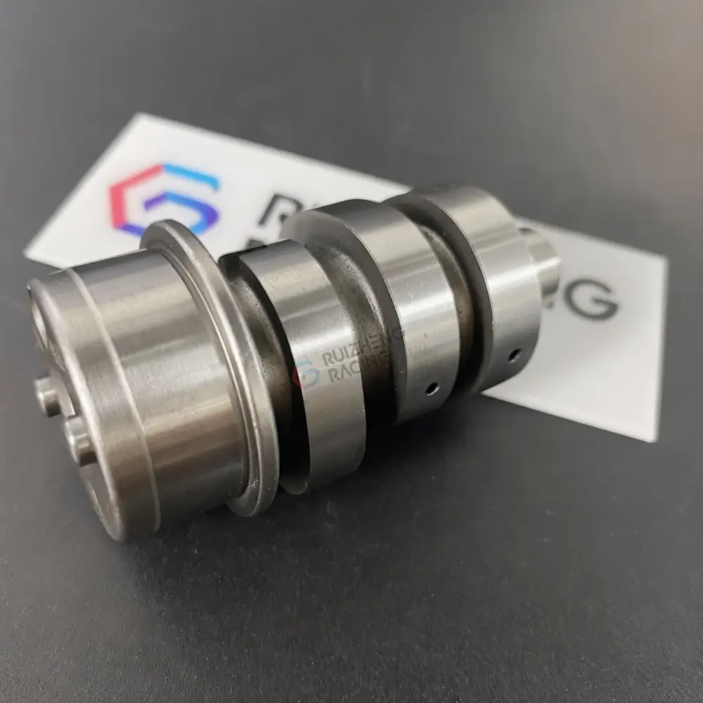 NMAX camshaft angled view showcasing smooth cam lobe curvature