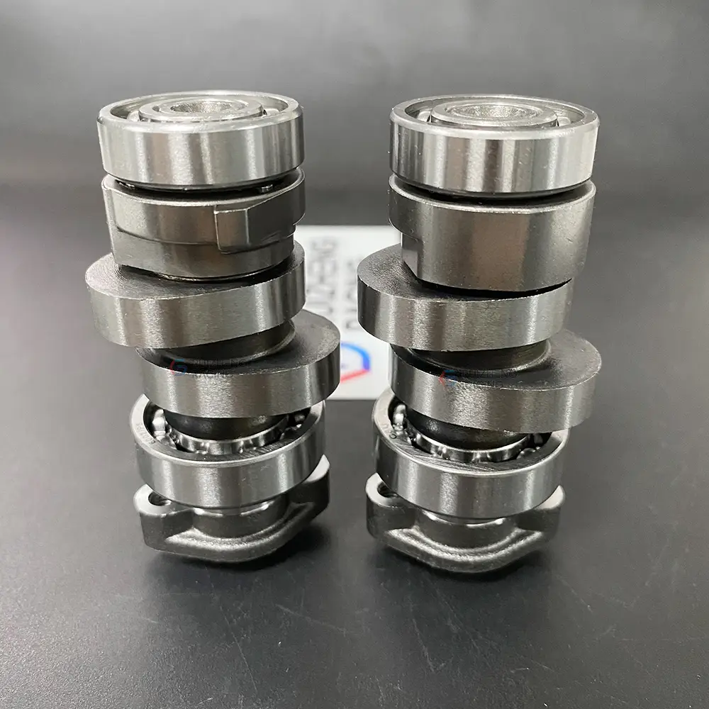 Dual KVY racing camshafts side-by-side – performance motorcycle camshaft
