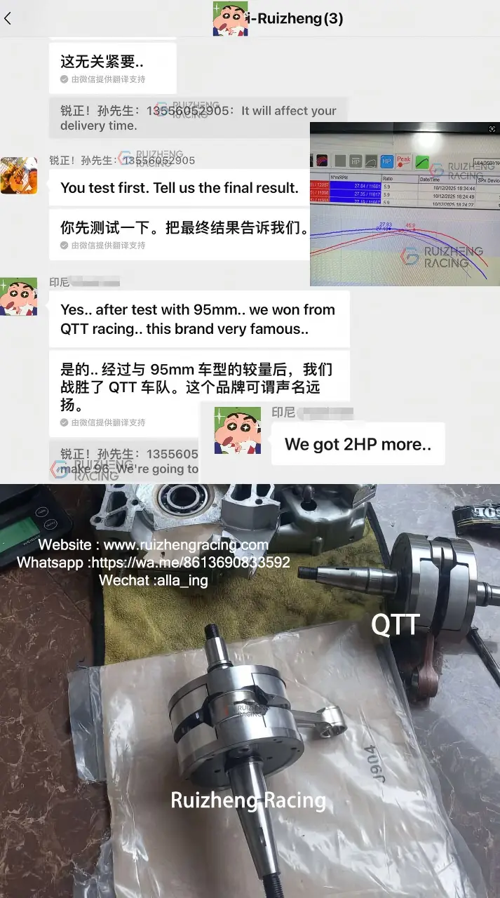 KR150 racing crankshaft customer feedback and test result